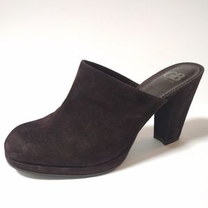 Gianni Bini Women's leather suede Mule Closed Toe block heel Clogs Size 10 Brown